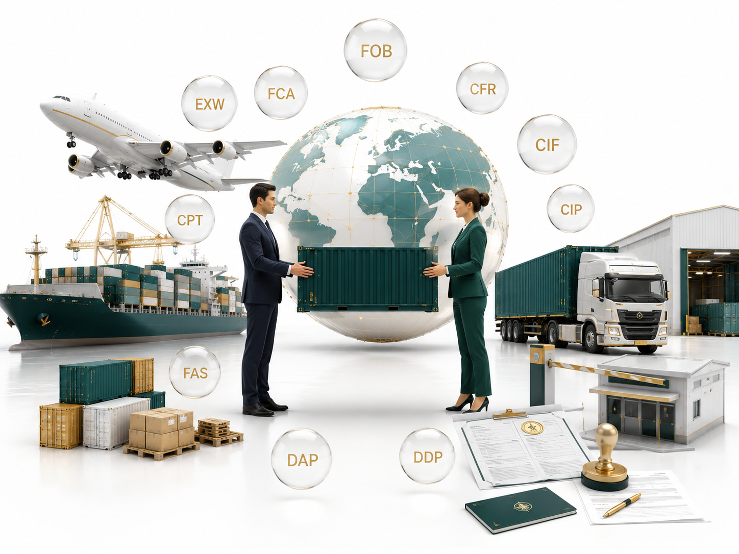 Incoterms 2020 guide showing buyer seller responsibilities and international shipping terms