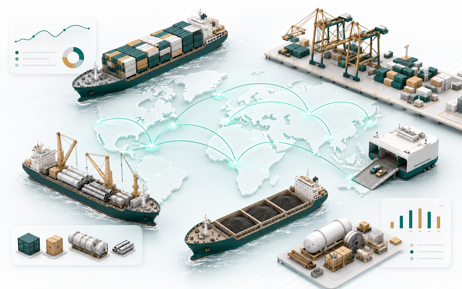 Ocean freight, container shipping, breakbulk cargo and vessel charter services